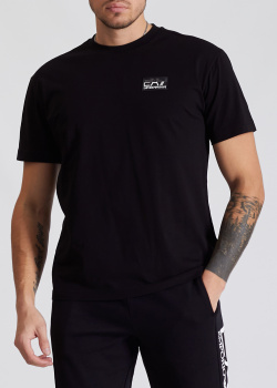 Черная футболка EA7 Emporio Armani с нашивкой и принтом, фото